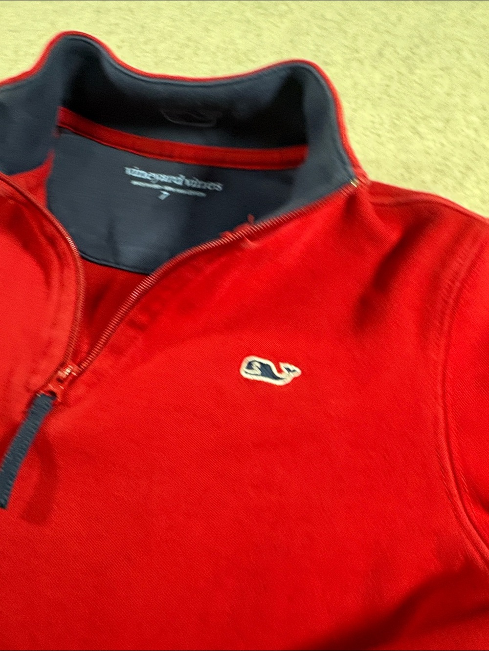 Vineyard Vines Boys Saltwater Quarter Zip Pullover Red Size 7 EUC - Picture 3 of 5